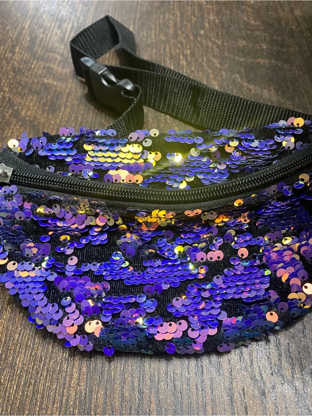 Children Sequin Fanny Pack Waist Bag - Purple Iridescent